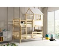 Interbeds Letto a castello letto a soppalco 190x90cm letto a castello in legno naturale massello 2 posti con protezione anticaduta con rete a doghe struttura del letto separabile in 2 letti singoli
