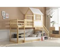 Interbeds Letto a soppalco con scivolo e scaletta, letto a castello, letto in legno, letto per bambini con rete a doghe, letto gioco (con scaletta) (Soppalco con scale)