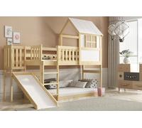 Interbeds Letto a soppalco con scivolo e scaletta, letto a castello, letto in legno, letto per bambini con rete a doghe, letto gioco (con scaletta) (Soppalco con scivolo)