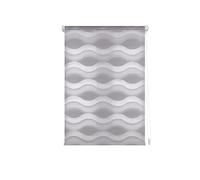 INTERBLIND Tenda avvolgibile a doppio strato per notte e giorno, ondulata, dimensioni 62 x 150 cm, montaggio versatile: da appendere, avvitare, incollare, dimensioni del tessuto 59 x 145 cm