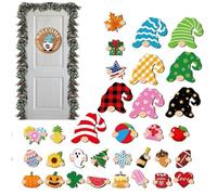Interchangeable Welcome Sign, Gnomes Seasonal Door Decorations, Wooden Wreath for Holidays for Home Kitchen Wall Classroom School Winter Autumn Holiday Christmas