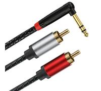 Interconnessioni stereo TRS da 6,35 mm a 2 RCA a forma di L, placcati oro, schermatura EMI, convertitori di interfacce audio professionali
