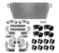 Intercooler Barra Universale 3" 76mm E Piastra Montaggio Anteriore Turbo Intercooler + Kit Fascette Stringitubo Tubazioni In Alluminio 3" 12 Pezzi 600x300x76mm