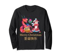 Intercultural Christmas Illustration Kung Fu Dragon Maglia a Manica