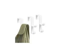 InterDesign Over The Door Gancio Doppio in plastica per Cappotti, Giacche, Cappelli, Accappatoi, Asciugamani, Ideale per Bagno, Camera da Letto, Fango, Bianco, Set di 3, 3 unità