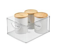 iDesign - Contenitore portaoggetti in plastica riciclata con manici integrati, 25,4 x 20,3 x 12,7 cm, trasparente