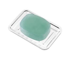 InterDesign Royal Portasapone in plastica per lavabo o Doccia, Design a Risparmio di Sapone a Forma di Cresta, Rettangolare, Trasparente, 3.50" x 5.25"
