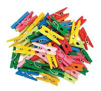 Interdruk - Mini Mollette Decorative - Mollettine Legno Piccole per Progetti Artigianali e fai da te - Legno Naturale - Colori Assortiti