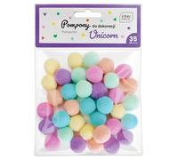 Interdruk - Pompom per l'Artigianato - Confezione da 35 in 6 Colori Diversi - Diametro 18 mm - Set Unicorn