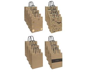 Interdruk - Sacchetto regalo medio - 26,5 x 33 x 13 cm - Kraft Oro - Confezione da 12