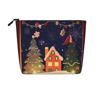 Interessante beauty case con scheletro, da donna, portatile, da viaggio, organizer quotidiano con cerniera, Foto Buon Natale, Taglia unica