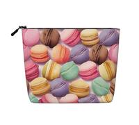 Interessante beauty case con scheletro, da donna, portatile, da viaggio, organizer quotidiano con cerniera, Pasticceria aromatizzata al biscotto di macaron, Taglia unica