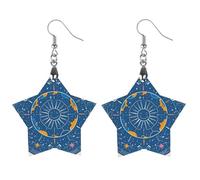 Interessanti orecchini in legno con viso di sole da donna, gioielli vintage eleganti in legno, orecchini leggeri per matrimoni, feste, regalo di tutti i giorni, Circular, Legno, Legno