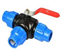Interfacce valvola a sfera a 3 vie, di intercettazione a a tre, tubo dell'acqua da 25 mm/32 mm/40 mm/50 mm anima in acciaio a a connettore rapido giunto compressione in PVC for orticoltura(25mm)