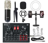 Interfaccia audio con DJ Mixer e scheda audio, scheda audio live set v8x scheda audio live BM800 Microfono Computer Registrazione del cellulare K Song Set Per lo studio di registrazione DJ(Color:10)