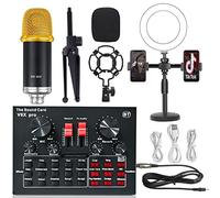 Interfaccia audio con DJ Mixer e scheda audio, scheda audio live set v8x scheda audio live BM800 Microfono Computer Registrazione del cellulare K Song Set Per lo studio di registrazione DJ(Color:12)