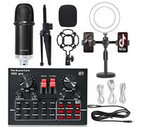 Interfaccia audio con DJ Mixer e scheda audio, scheda audio live set v8x scheda audio live BM800 Microfono Computer Registrazione del cellulare K Song Set Per lo studio di registrazione DJ(Color:14)