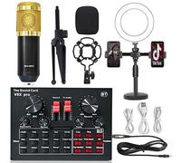 Interfaccia audio con DJ Mixer e scheda audio, scheda audio live set v8x scheda audio live BM800 Microfono Computer Registrazione del cellulare K Song Set Per lo studio di registrazione DJ(Color:9)