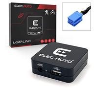 Interfaccia USB MP3 FLAC - Ausiliario per auto PEUGEOT, CITROEN con presa ISO | Caricabatterie | Presa jack | Custodia da incasso invisibile | Accessorio autoradio | Presa adattatore per chiave USB
