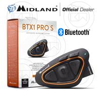 Midland BT Next PRO Doppio Interfono Moto Bluetooth Coppia, Auricolari Bluetooth Casco Moto con Altoparlanti Hi-Fi, Cancellazione del Rumore, Comunicazione Fino a 8 Persone e 1,6 km - 2 Auricolari