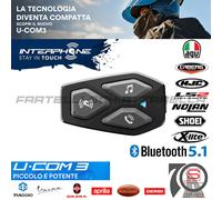 Interfono Moto Auricolari Bluetooth Interphone U-COM 3 Casco Pilota Passegger...
