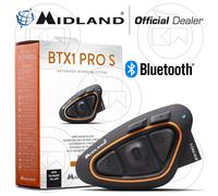 Midland BT Next PRO Doppio Interfono Moto Bluetooth Coppia, Auricolari Bluetooth Casco Moto con Altoparlanti Hi-Fi, Cancellazione del Rumore, Comunicazione Fino a 8 Persone e 1,6 km - 2 Auricolari