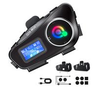 Interfono per casco da moto con comunicazione dual mode 500M, auricolare Bluetooth con schermo LED, impermeabile IP67, controllo vocale AI,