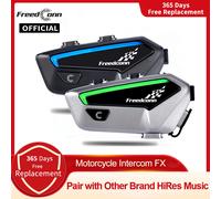 Interfono per moto Auricolare per casco Bluetooth Freedconn FX 10 Piloti Coppia Altoparlante interfono per moto di altre marche Comunicatore One Set Fx black