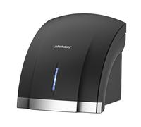 interhasa! Asciugamani Automatico con sensore a infrarossi per Il Bagno di casa, Extra Silenzioso, Basso Rumore (40 Db), Asciugamani a Parete, Coperchio Compatto in ABS,1800W (Nero)