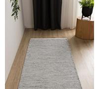Interiyou Tappeto cotone artigianale Riga - 80x250 cm Beige/Negro - Per salotto, camera da letto - 100% fibra naturale tessuto piatto