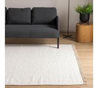 Interiyou Tappeto cotone Toledo - 80x150 cm Bianco - Tessuto artigianale con frange per salotto, camera, stanza bambini, pranzo, cucina o corridoio