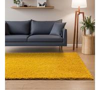 Interiyou Tappeto salotto a pelo alto Sofia - 133x190 cm Giallo - Soffice e monocromatico - Lavabile e antiscivolo - Lungo morbido