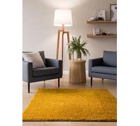 Interiyou Tappeto salotto a pelo alto Sofia - 160x160 cm Giallo - Soffice e monocromatico - Lavabile e antiscivolo - Lungo morbido