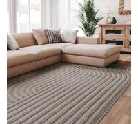 Interiyou Tappeto salotto pelo corto Lecce - 200x290 cm Grigio Chiaro - Stile boho scandinavo con effetto 3D alto-basso - Piatto con motivo geometrico