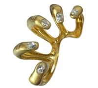 Interlocked Hands Statement Ring,Bold Exaggerated Metal & Sparkle Intertwined Finger Jewelry,Unique Handshake Design Gift (Gold and white)