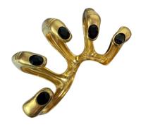 Interlocked Hands Statement Ring,Bold Exaggerated Metal & Sparkle Intertwined Finger Jewelry,Unique Handshake Design Gift (Gold and black)