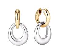 Interlocking Hoop Earrings, Gold Silver Two Tone Twisted Metal Link Design,Lightweight Modern Minimalist, Elegant Dainty Everyday Jewelry, For Women Daily Wear Party