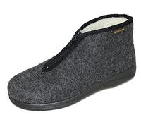 Intermax Pantofole da uomo, con chiusura lampo, foderate con lana vergine e rivestite in feltro, di colore antracite, Nero (antracite.), 46 EU