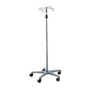 Intermed Asta Portaflebo A 4 Ganci In Acciaio SO-10 Su Ruote Base Alluminio Nero