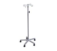 Intermed Asta Portaflebo A 4 Ganci In Acciaio SO-12 Su Ruote Base Alluminio Nero