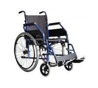 Carrozzina autospinta Reha-PP42-Sedia a Rotelle Pieghevole, Telaio in Acciaio - Seduta 42 cm, Portata 130 kg - Intermed Reha Prima colore Blu