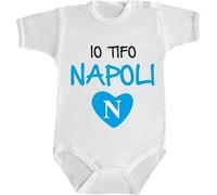 Intermezzo Body Neonato Tifosi Napoli Bimbo Bimba Bebè Campione Campioni d'Italia Napoletano Cotone Unisex Manica Corta Sport Tifoso Io Tifo Partenopeo Scudetto Squadra (Bianco, 3 mesi)