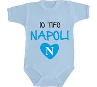 Intermezzo Body Neonato Tifosi Napoli Bimbo Bimba Bebè Campione Campioni d'Italia Napoletano Cotone Unisex Manica Corta Sport Tifoso Io Tifo Partenopeo Scudetto Squadra (Celeste, 3 mesi)