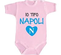 Intermezzo Body Neonato Tifosi Napoli Bimbo Bimba Bebè Campione Campioni d'Italia Napoletano Cotone Unisex Manica Corta Sport Tifoso Io Tifo Partenopeo Scudetto Squadra (Rosa, 6 mesi)