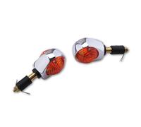 HIGHSIDER Smart Ochsenauge Bulb Bar End Indicator Body Cromato / Lente Arancione (coppia), anteriore e posteriore, giallo