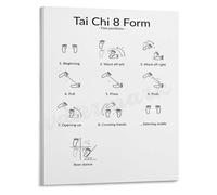 Internal Martial Arts Poster Tai Chi 8 Form Foundation Stances Canvas Wall Art for Correct Practice and Form Refinement(Framed,08x12inch(20x30cm))