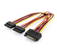Internal Y-power supply cable M/F/F, 0.3m, SATA 15-pin - 2x SATA 15-pin