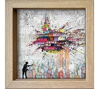 International Graphics - Cartoline incorniciate - Maïlo / M-L Vareilles - ''Dessine moi une ville''- 16 x 16 cm - Cornice disponibile in 4 colori - Colore del cornice: Legno/Naturale - Serie LUNA