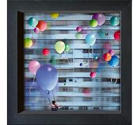 International Graphics - Cartoline incorniciate - Maïlo / M-L Vareilles - ''Envolée de ballons à Caracas''- 16 x 16 cm - Cornice disponibile in 4 colori - Colore del cornice: Nero - Serie LUNA