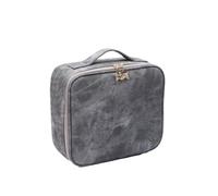 Internet - Trousse per trucchi con specchio luminoso, grande capacità, portatile, per cosmetici, grigio, Taglia unica